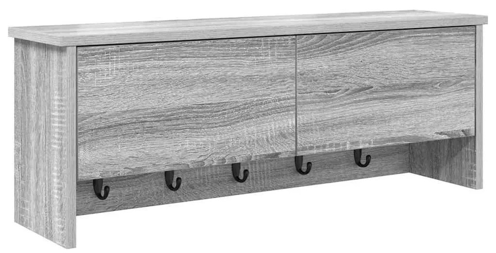 Fali Kabáthorog polcokkal Szürke sonoma 80 x 20 x 30 cm Faanyag