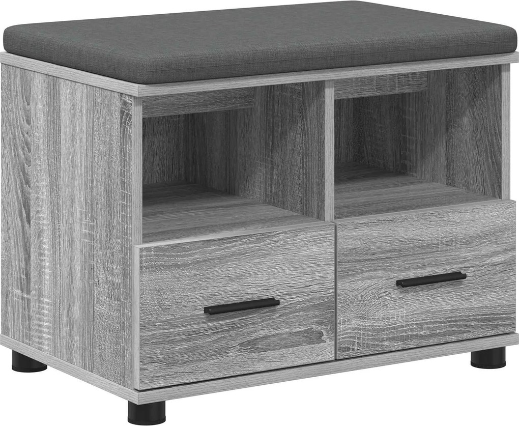 vidaXL Előtér pad Szürke Sonoma 60 x 38 x 46 cm Műanyag Fa és Szövet