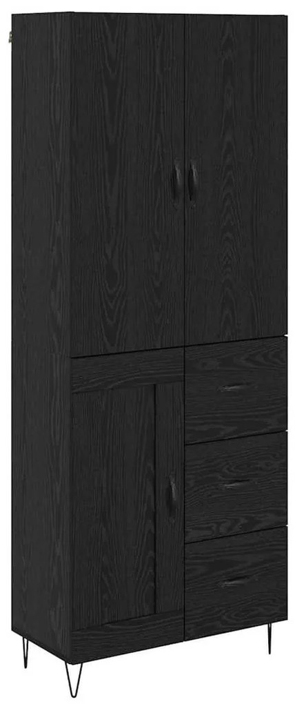 Magasfiú fiókkal 2 pcs Fekete tölgy RÉtegelt fa és üveg