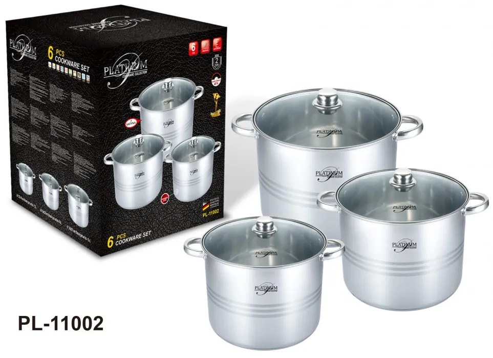 Platinum 6 részes rozsdamentes fazék készlet 22 24 26Szett PL-11002