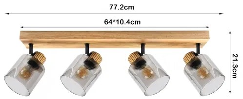 Brilagi - HYGGE spotlámpa 4xE14/15W/230V fa/füstszínű