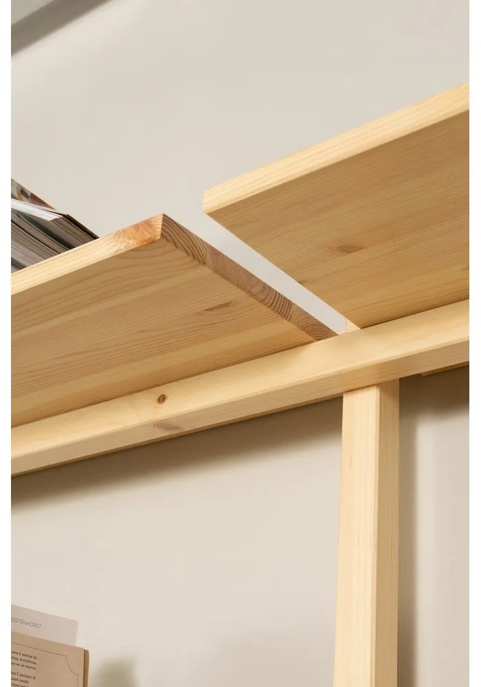 Natúr színű borovi fenyő fali könyvespolc 192x47,5 cm Groove – Karup Design