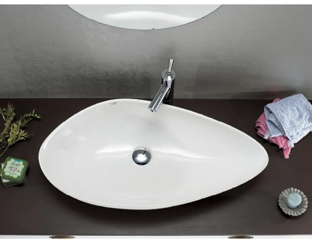 CeraStyle OLIVE - PULTRA ültethető - Top Counter - porcelán mosdó - MATT FEHÉR - 60 x 35 cm