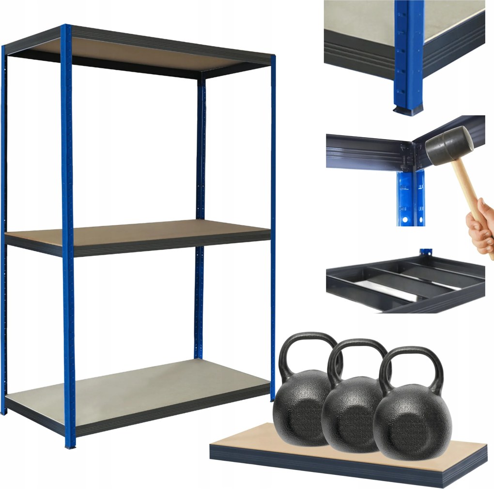 Helios fém tároló állvány műhely állvány 90x75x50cm 3Px350kg