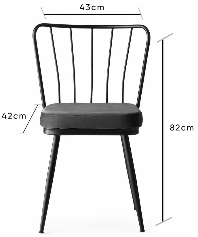 Yildiz Anthracite étkezőszék szett, 4 db, 4 db