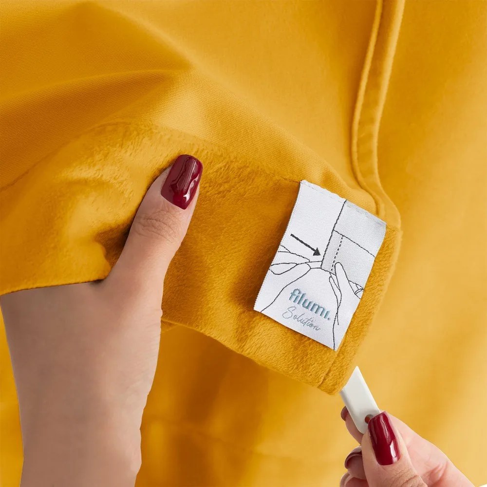 Mustársárga bársony dimout (részleges sötétítő) függöny 200x300 cm Velto – Filumi