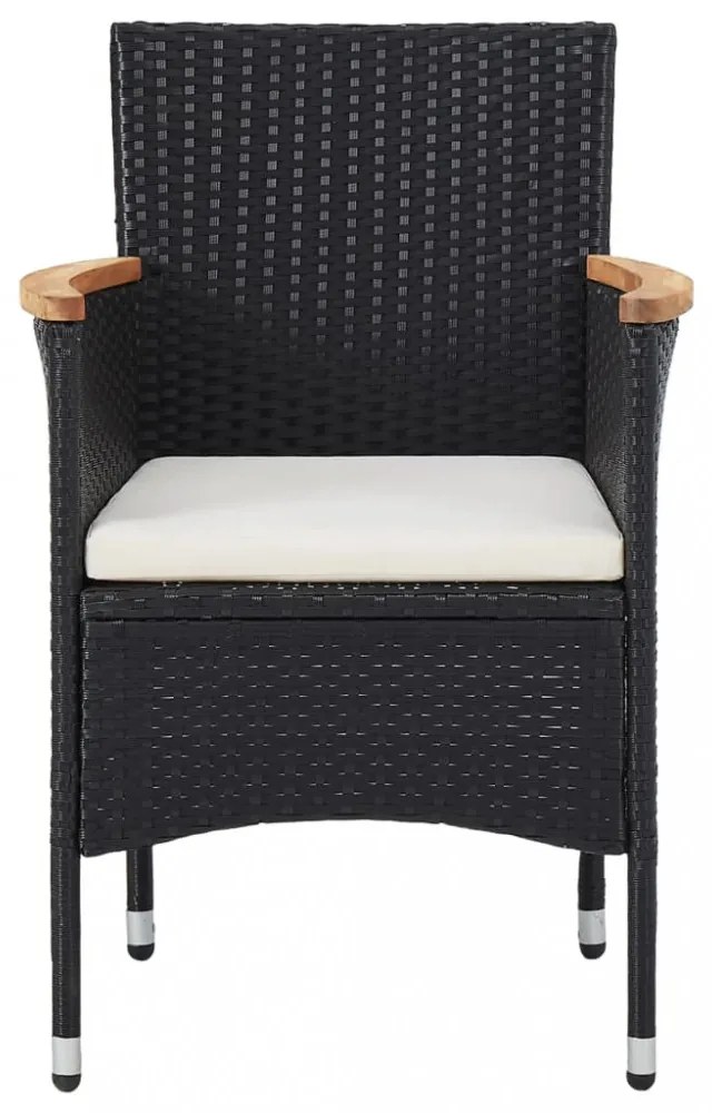 7 részes fekete polyrattan kerti étkezőgarnitúra