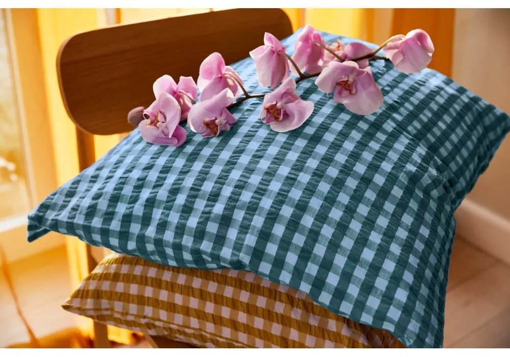 Zöld-kék egyszemélyes krepp ágyneműhuzat 140x200 cm Bæk&Bølge – JUNA