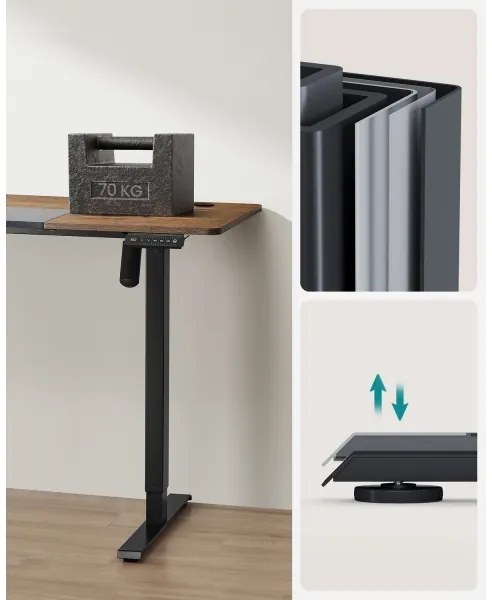Magasságban állítható íróasztal SOLEA-X barna/fekete
