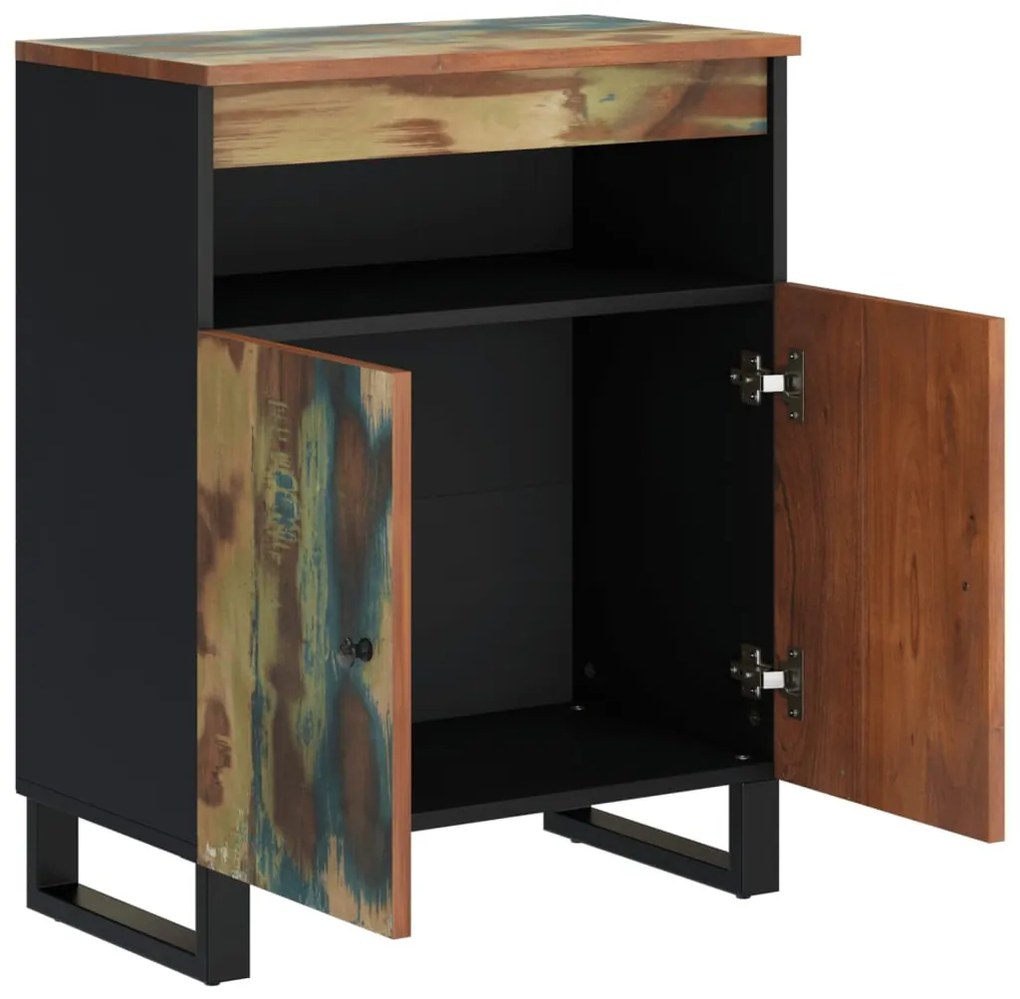 tömör 2-ajtós újrahasznosított fa tálalószekrény 60x33x75 cm