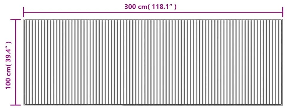 négyszögletű sötétbarna bambusz szőnyeg 100 x 300 cm
