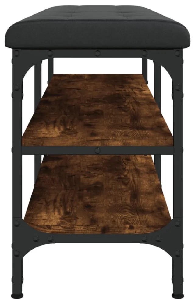 füstös tölgy színű szerelt fa cipőtároló pad 102 x 32 x 47 cm