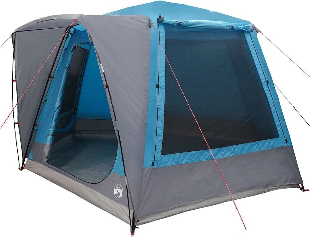 vidaXL Kempingssátor Kabin tetővel Kék 420 x 420 x 227 cm Poliészter