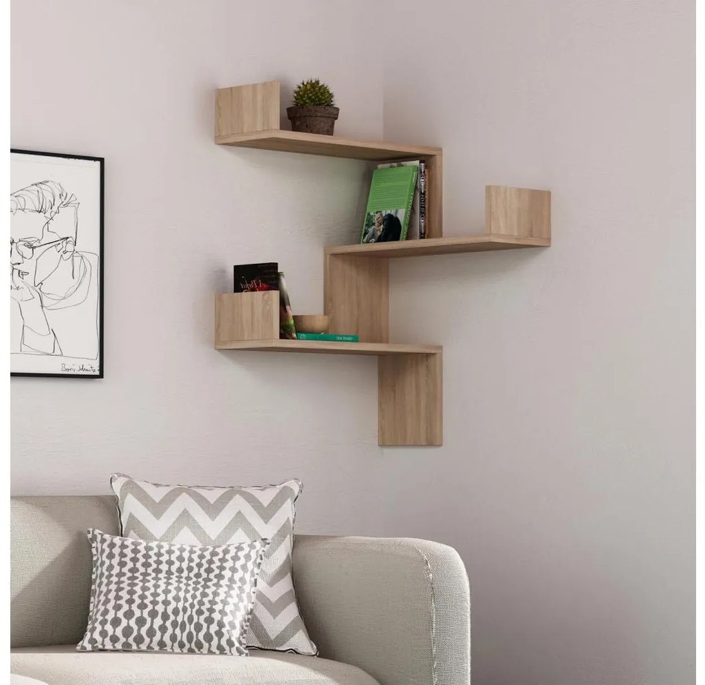 Sarokpolc LUKSA 90x60 cm barna, falra szerelhető