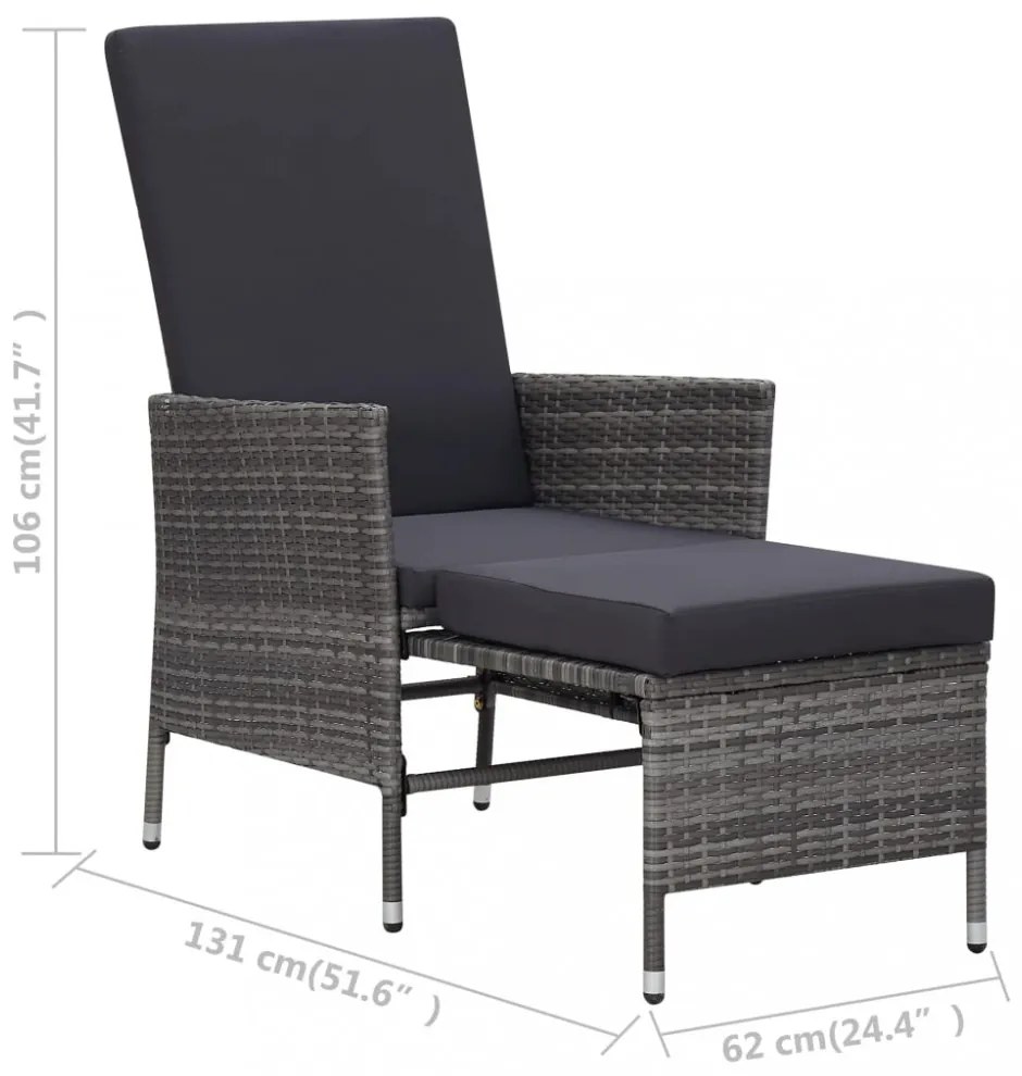 szürke dönthető háttámlás polyrattan kerti szék párnákkal
