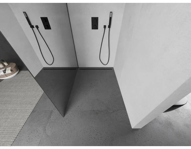 Mexen Kioto, Walk-In zuhanyparaván 80 x 200 cm, 8 mm-es tükörmintás üveg, grafit profil, 800-080-101-66-50