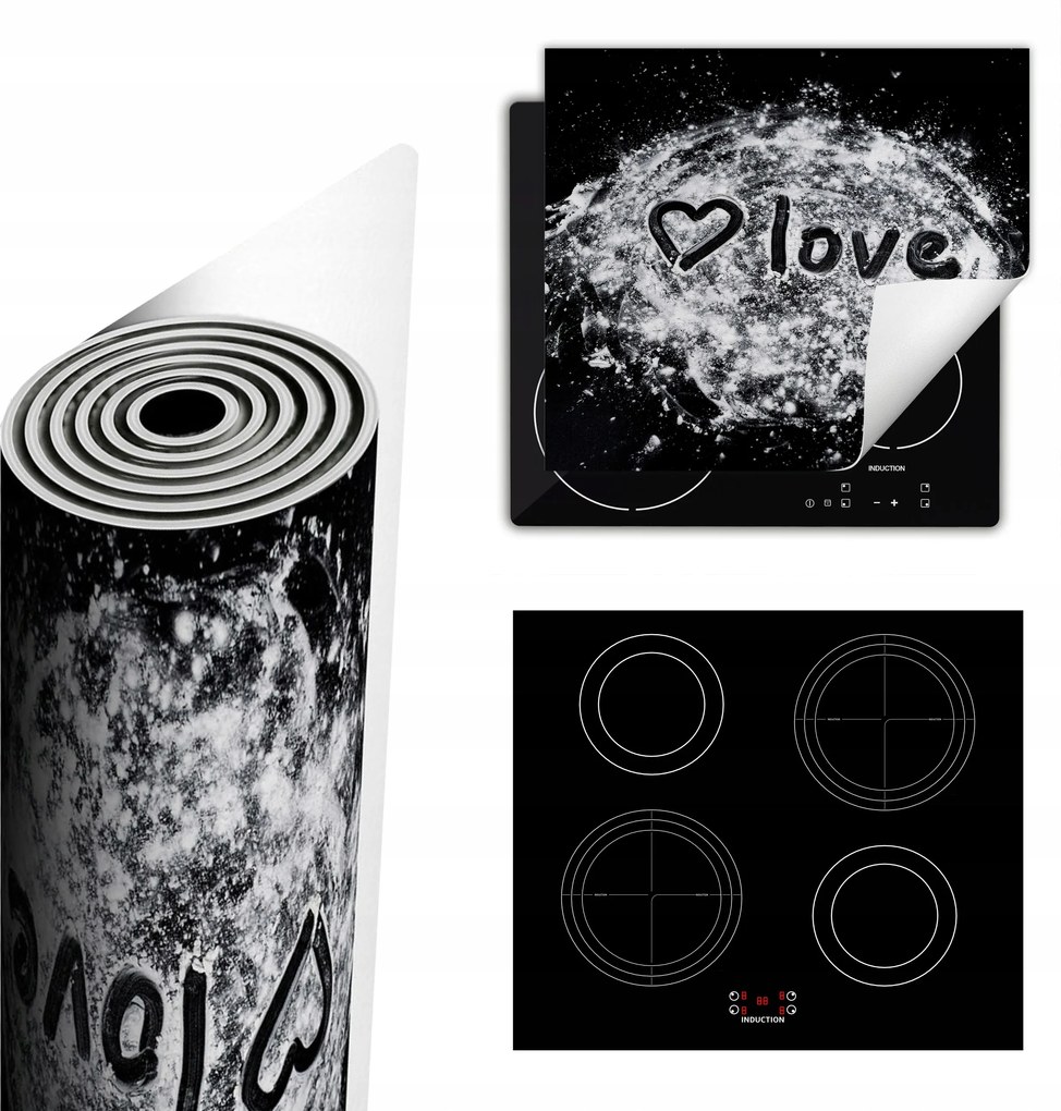 Tűzhelyvédő Szőnyeg Több Hely 60x52 fekete szerelem