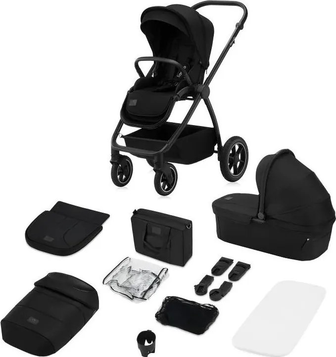 Lionelo - MERIL 2 az 1-ben kombinált babakocsi Black Onyx
