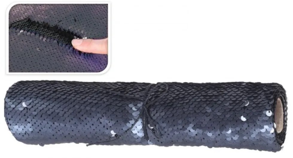 Flitteres asztali dekor futó 25x125cm sötétkék / ezüst színben