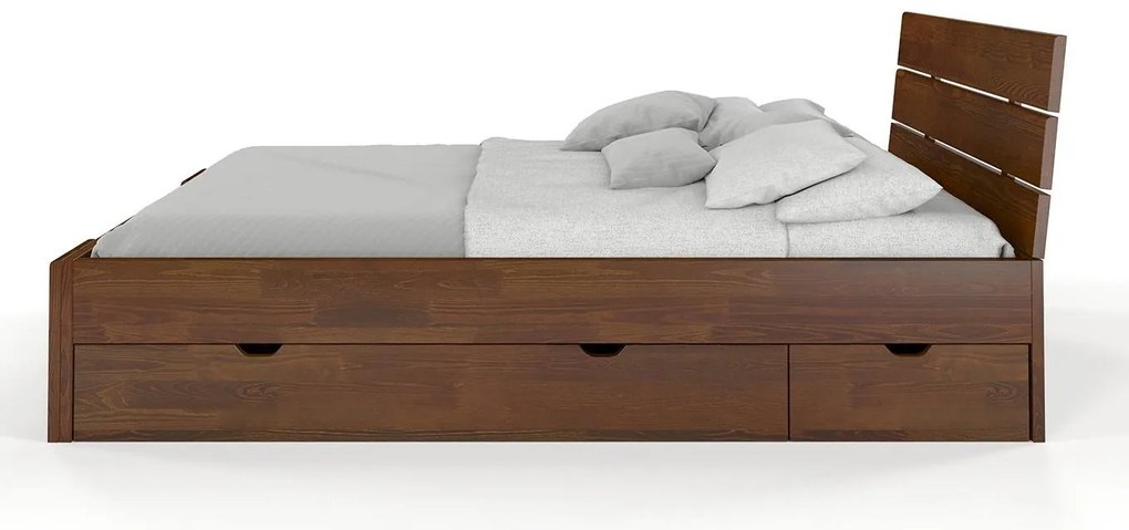 Franciaágy 160 cm Tosen High Drawers (Fenyő). 800208