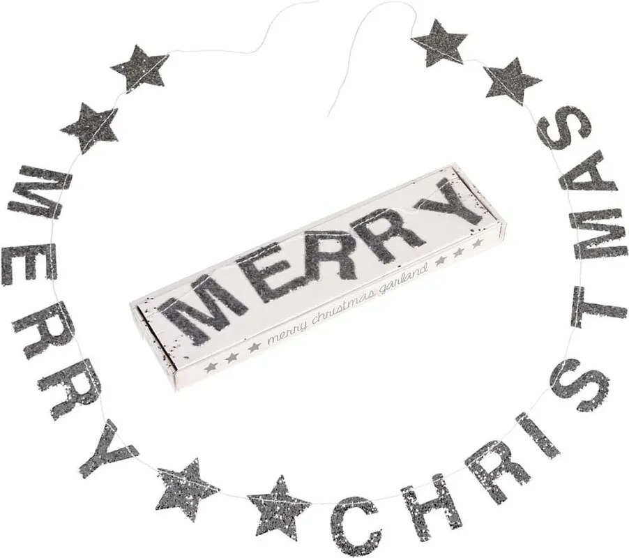 Silver Stars karácsonyi girland felirattal - Rex London