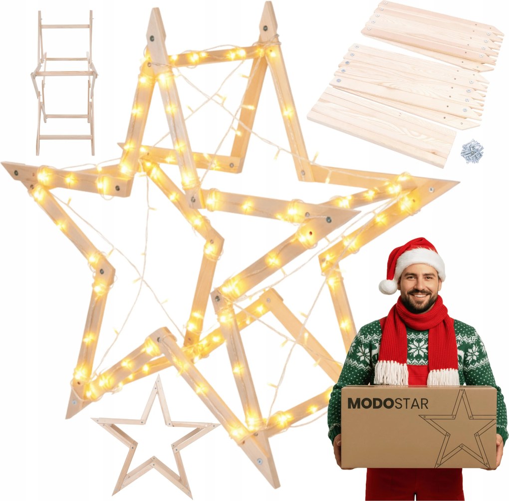 Karácsonyi csillag 3D gyors szétszerelés ModoStar 114cm Impregnált fa