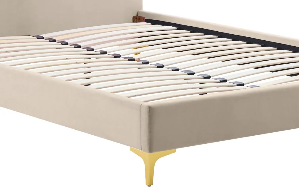 Ágy ágyráccsal, 160x200, bézs Velvet szövet, ISADORA