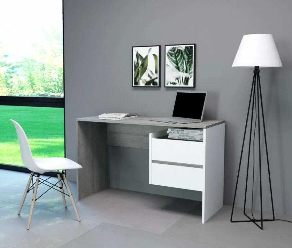 PACO 3 íróasztal Beton / matt fehér