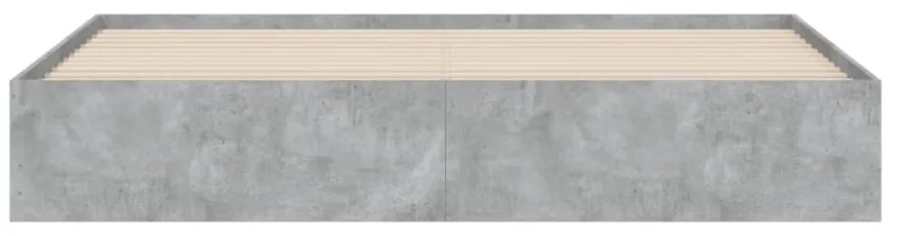 betonszürke szerelt fa ágykeret fiókokkal 200 x 200 cm