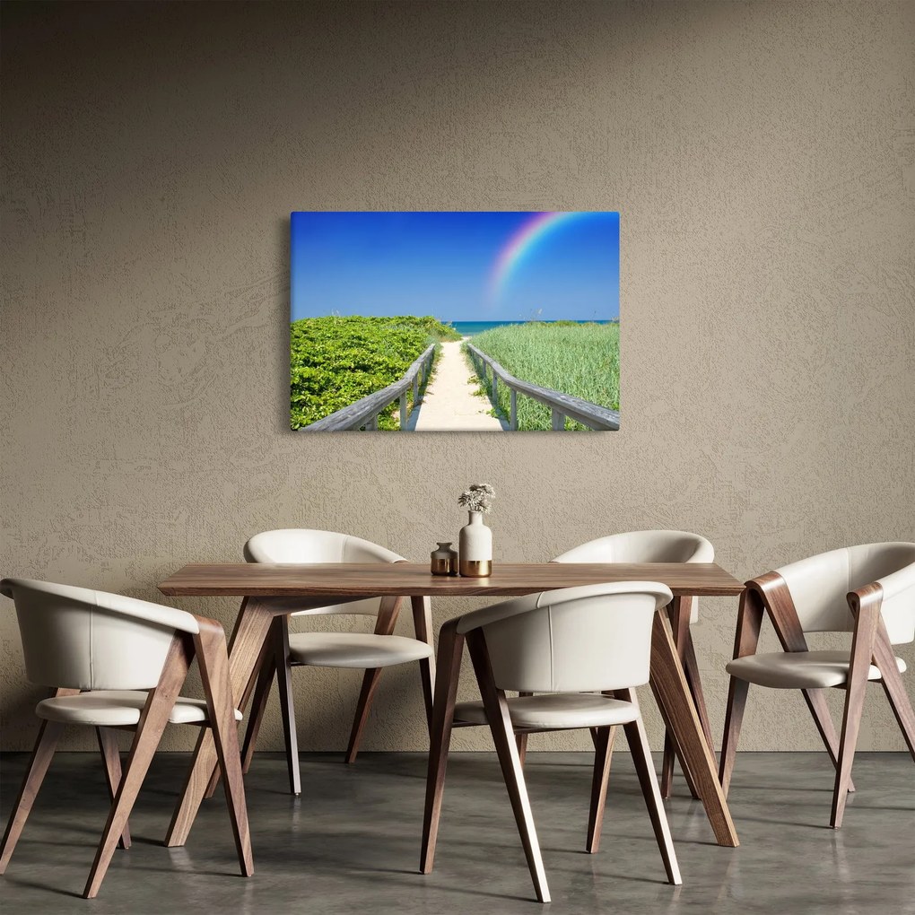 Kép - Tájkép és a szivárvány (90x60 cm)