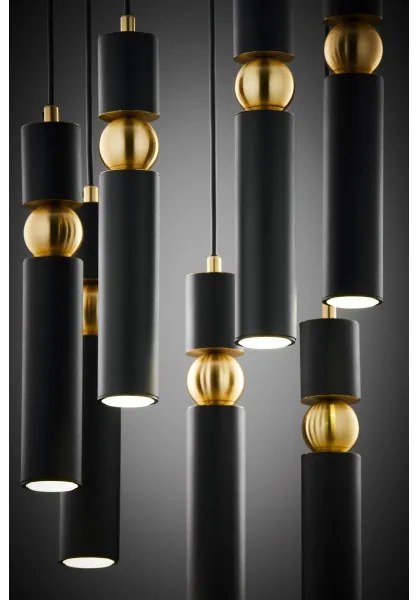 Jupiter 2015 - Csillár zsinóron ALAS 7xGU10/10W/230V fekete/arany