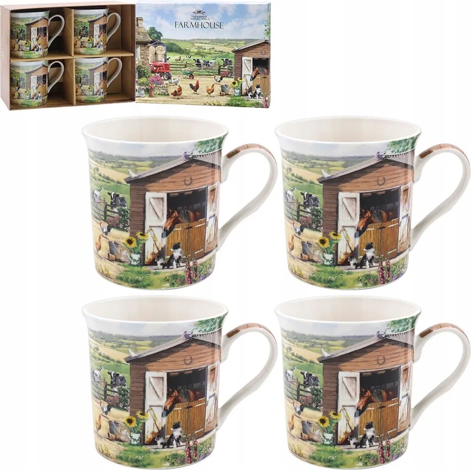 Gyönyörű Porcelán 4db-os Farm bögre szett 300ml