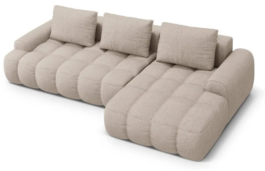 Világosbarna kinyitható-tárolóhelyes sarokkanapé (jobb oldali-heverő résszel) Linz – Cosmopolitan Design