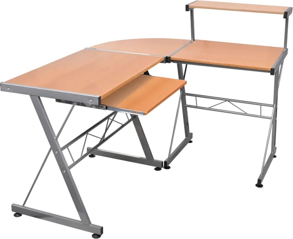 vidaXL Barna szerelt fa sarok számítógépasztal 132 x 112 x 99 cm
