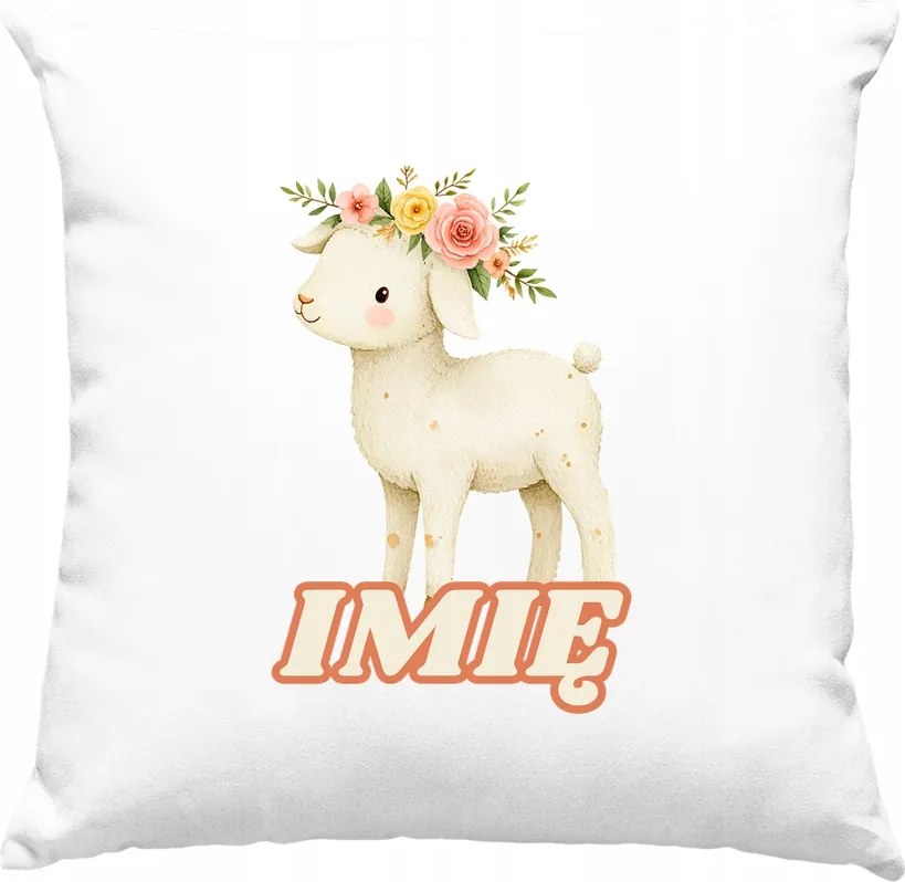 Gyerekpárna Bohém Bárány +Név Hímzéssel Fehér