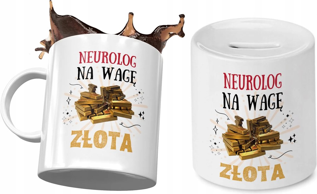 Neurológusnak Bögre Ajándék persely szett fényképes nyomtatással