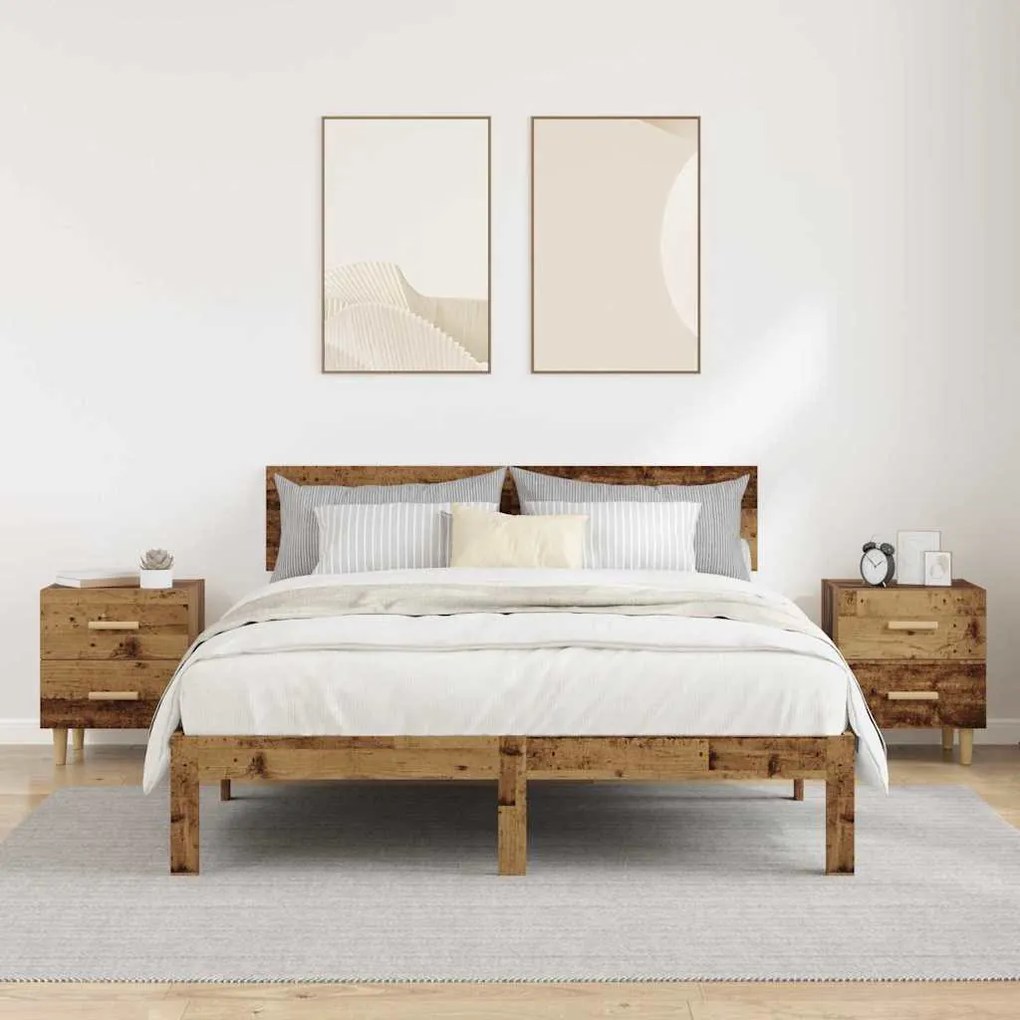 Ágyat tartó szekrény 2 pcs Régi fa 40 x 35 x 47.5 cm Faanyag