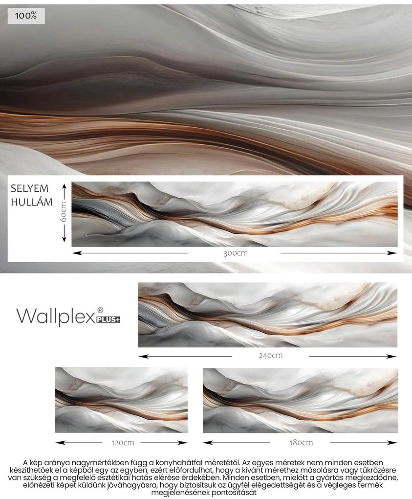 Wallplex konyhahátfal Selyem Hullám (Méret: 60x300)