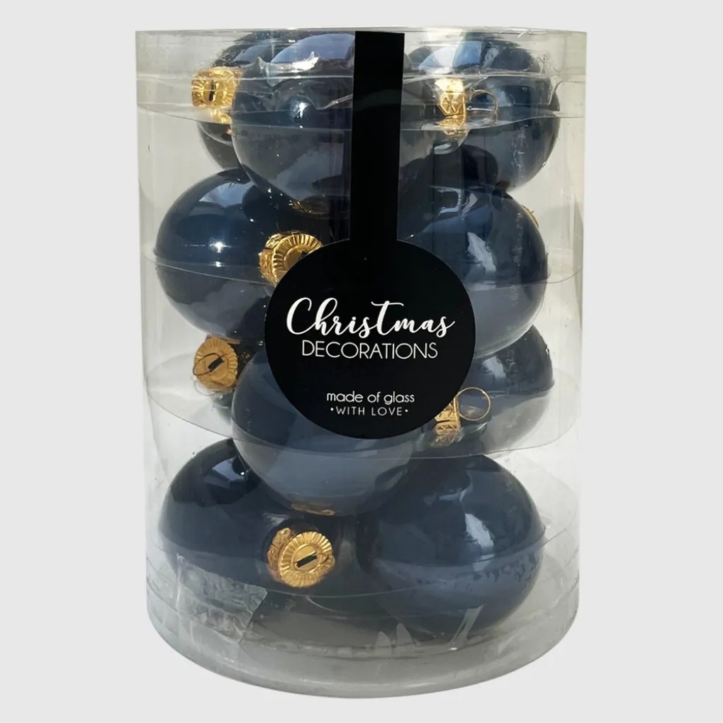 Midnight Blue kék üveg karácsonyi gömb szett 12*6cm