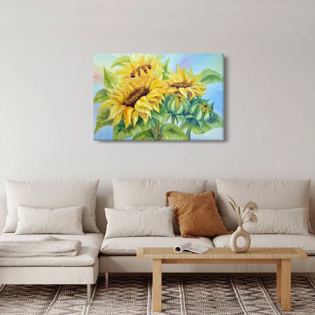 Virágzó napraforgó képe (90x60 cm)