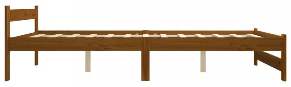 mézbarna tömör fenyőfa ágykeret 160 x 200 cm
