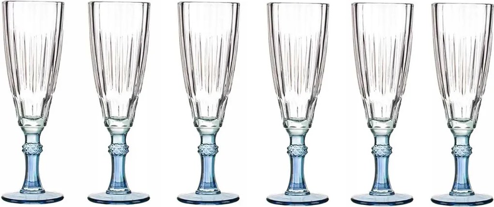 Pezsgős Poharak üveg pohár szett 6db 170 ml kék láb