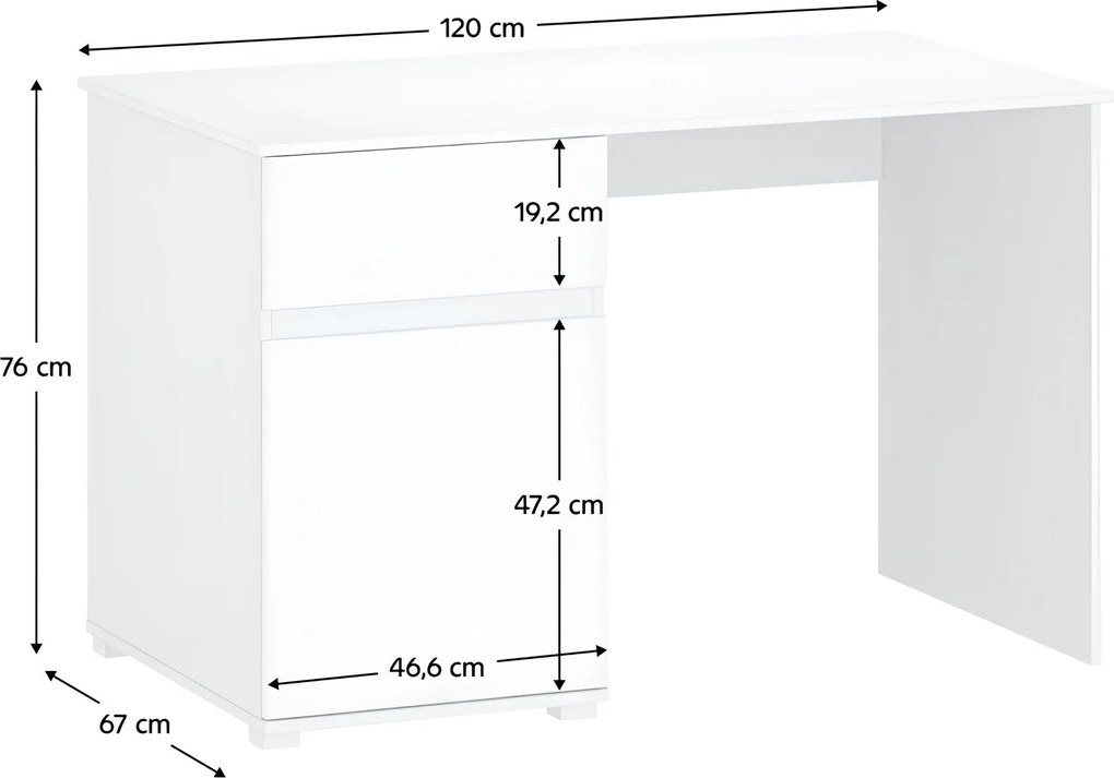 Számítógépasztal 1D1S/120, fehér fényes, LINDY