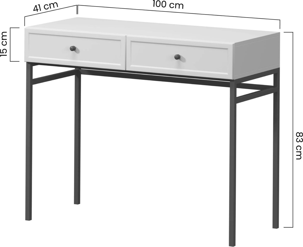 Lorini konzolasztal / toalettasztal 100 cm - kasmír / fekete T-bar fogantyúk / fém lábak