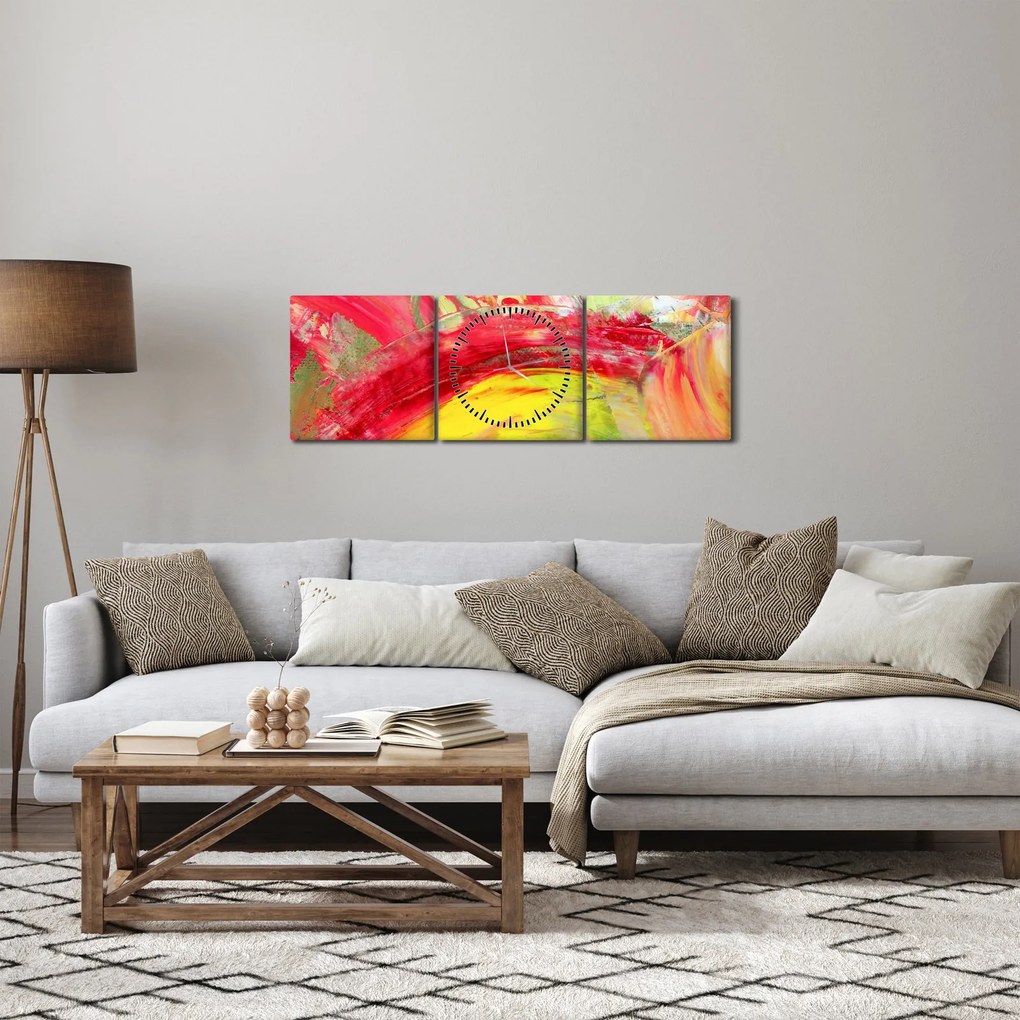 Absztrakció kép - festmény (órával) (90x30 cm)