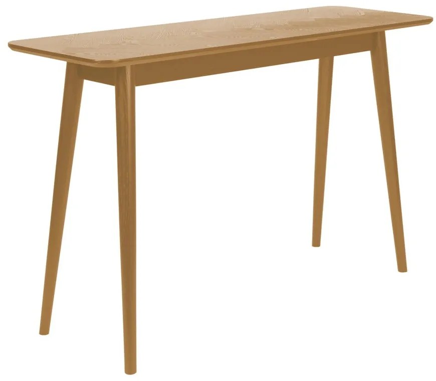 Natúr színű konzolasztal tölgyfa dekoros asztallappal 40x120 cm Fabio – White Label