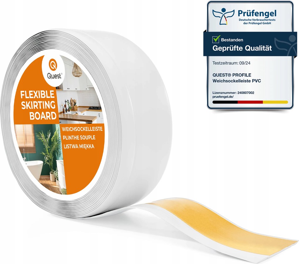 Pvc szegélyléc öntapadós lábazati 70x20mm fehér, 1m