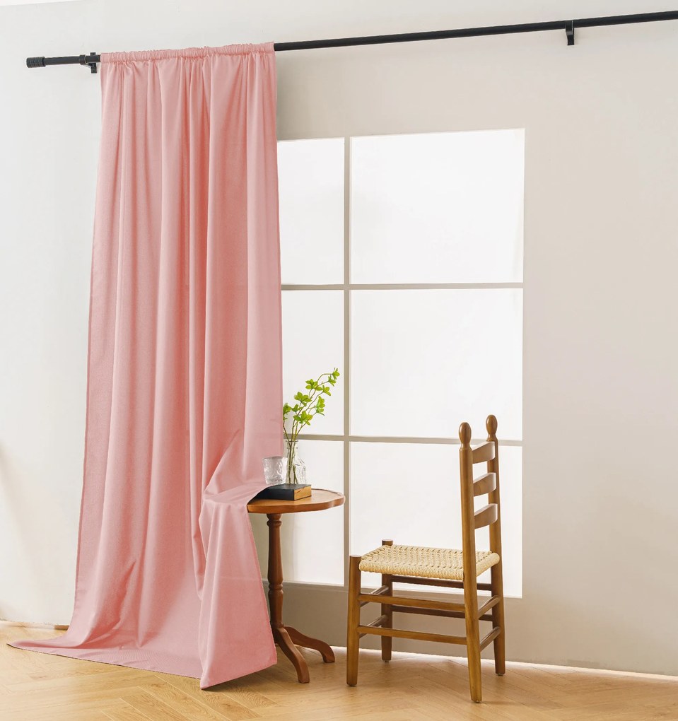 Függöny OXFORD LIGHT 140x250 cm, rózsaszín Felfüggesztés: Hullámos sínszalag