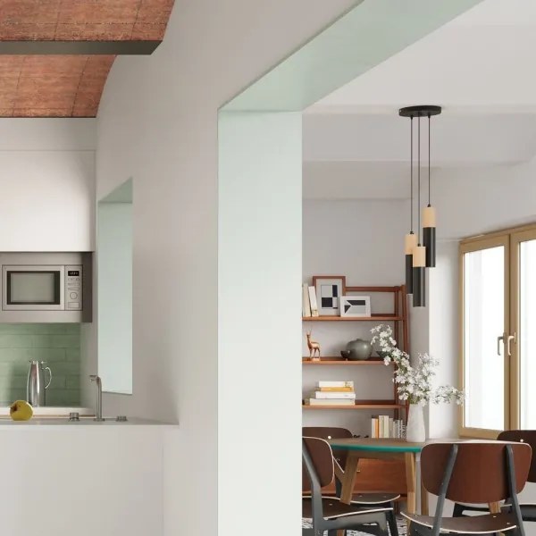 Sollux SL.1014 - Csillár zsinóron PABLO 3xGU10/40W/230V fekete