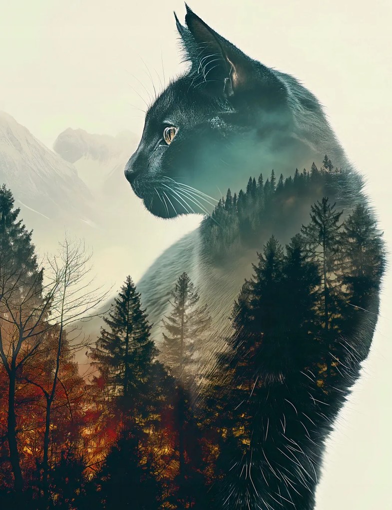 Poszter 50x65cm Macskaszellem erdő